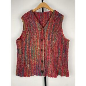 Handmade Colorful Knit Button Up Fairy Academia Cottagecore Cozy Sweater‎ Vest